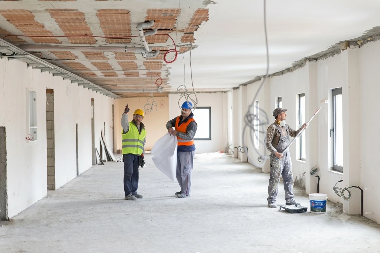 High-quality interior construction and renovation work in progress