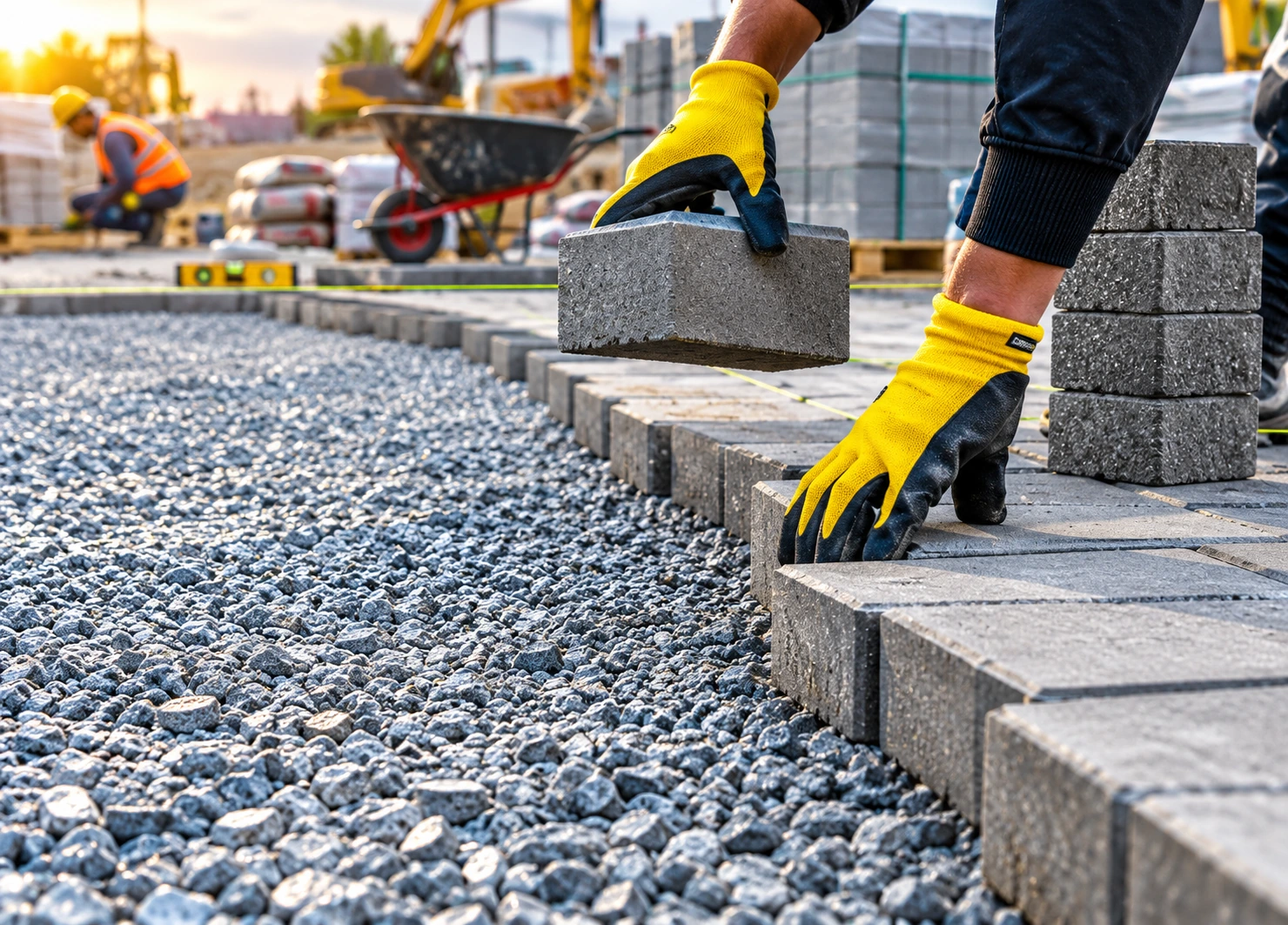 High-quality interlocking brick paving work